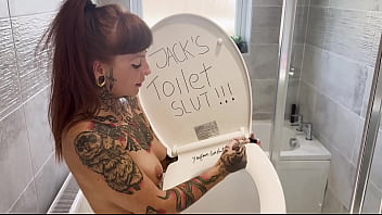 Piss hungry toilet slut hardcore deepthroating mess