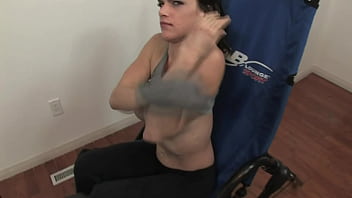 Pretty brunette squirts all over herself while masturbating