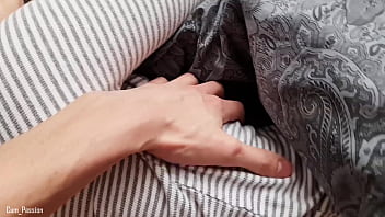 Cumming on my boobies in the morning