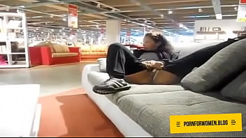 Slut housegirl squirting on couch