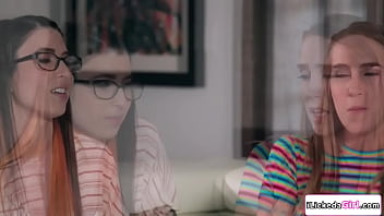 Serena blair and cadence lux both ended up renting 1 house they eventually get along and even make out and have sex scissoring on the sofa