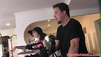 Tattooed redhead at photo shooting