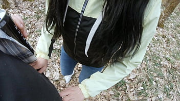 Stranger in the woods gets to suck dick