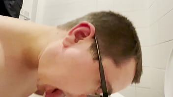 Faggot Licks It All Clean In A Public Restroom thumbnail