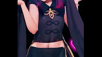 Mona striking a playful pose in her astrologer's outfit under neon lights the hydro visionary is casting her charm #genshinimpact #mona #genshin #hoyoverse #anime #shorts #fyp