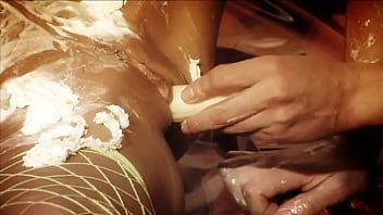 Big boobed blonde ciara bugatti in food splattered mmf threesome