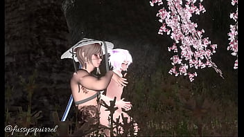 Under blossom three making out with a beautiful man