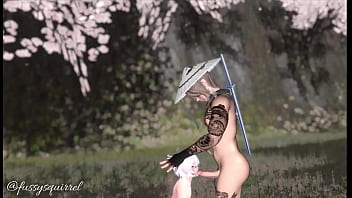 Under blossom three making out with a beautiful man