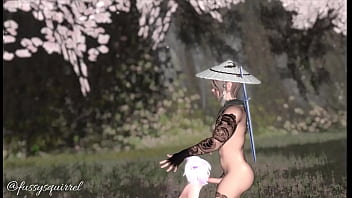 Under blossom three making out with a beautiful man