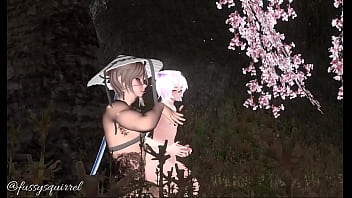 Under blossom three making out with a beautiful man