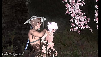 Under blossom three making out with a beautiful man