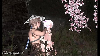 Under blossom three making out with a beautiful man