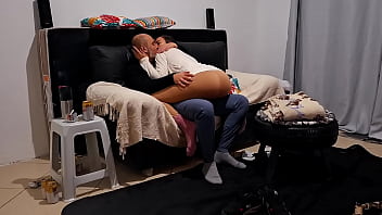 Natural sex between lovers in various positions on the sofa