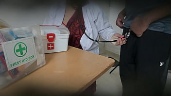 Lady doctor having fun with patient