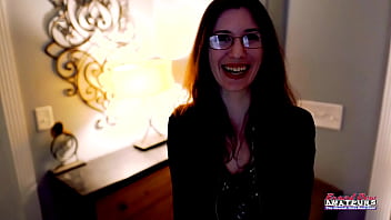 Nerdy brunette hottie hazel oconnor deep fingers her pussy and gives a bj