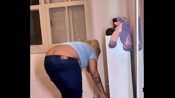 Chubby girl desperate farting and messy toilet pov