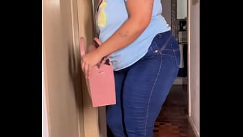 Chubby girl desperate farting and messy toilet pov