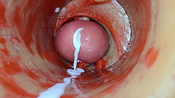 Camera inside deep pussy captures dose ejaculation of sperm asmr