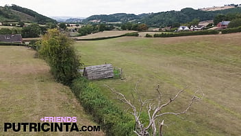 Cheeky babe putri cinta stripping naked on a countryside