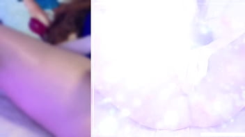 Dildo penetration through tan pantyhose and squirt