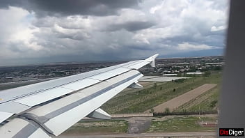 Crazy risky handjob until cum in public airplane