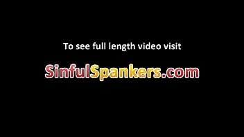 Hot brunette babe gets bent over knees