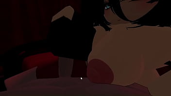 A dark man is given a handjob by a goth girl in a club A dark man is given a handjob by a goth girl in a club