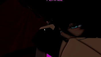 A dark man is given a handjob by a goth girl in a club