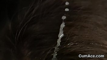 Slutty looker gets jizz load on her face eating all the jizm