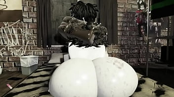 Gothic white girl gets fucked hard and nutted in by buff black bull while pathetic cuck boyfriend watches