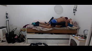 Facing the big dicked black guy the naughty girl went down on him giving him a sloppy blowjob before letting him fuck her