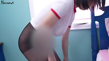 Korea busty girlfriend role playing in black stockings