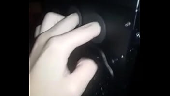 Sexy man fingers his computer