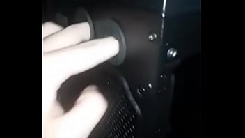 Sexy man fingers his computer