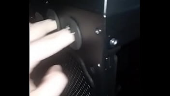 Sexy man fingers his computer