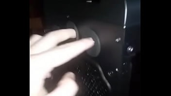 Sexy man fingers his computer