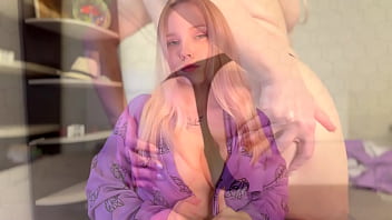 Cute girl fucks herself with a big dildo