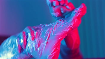 Abundant wax play on latin feet and masturbation