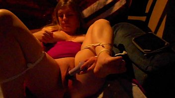 Toying herself and playing with her tits for a couple loud orgasms