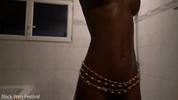 Dolcina is sexy as hell showering her perfect skinny african body