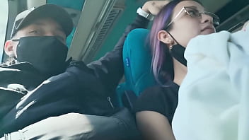 Blowjob and fucking with creampie in public service bus blakeproductions