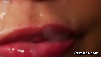 Unusual sex kitten gets sperm load on her face swallowing all the semen