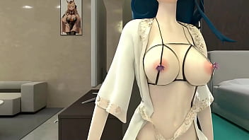 Shogun raiden dancing hentai genshin impact blue hair clip