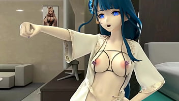 Shogun raiden dancing hentai genshin impact blue hair clip