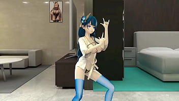 Shogun raiden dancing hentai genshin impact blue hair clip