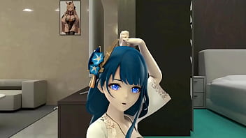 Shogun raiden dancing hentai genshin impact blue hair clip