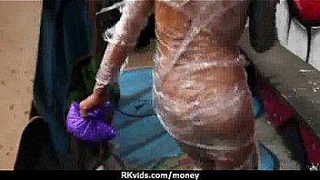 Slutty amateur babe is paid cash from some crazy public sex 13