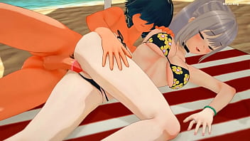 Marin kitagawa follando en la arena