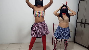 How exciting they are the mature women are very excited dancing in skirts for a young man they dance politely shaking their sensual butts