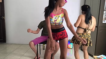 How exciting they are the mature women are very excited dancing in skirts for a young man they dance politely shaking their sensual butts